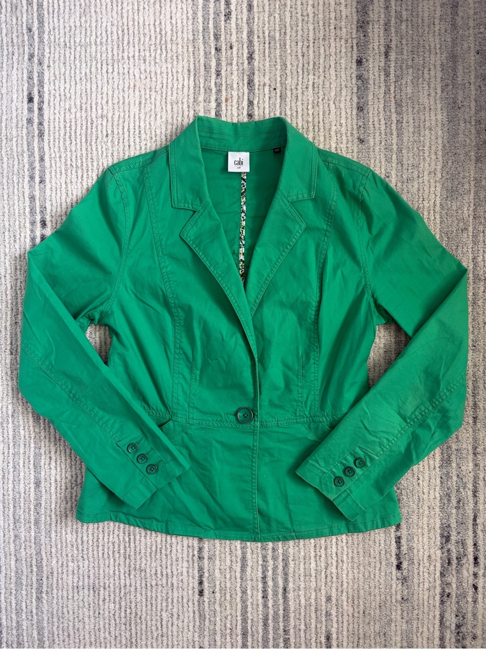 CAbi Bright Green Single-Button Tailored Blazer Size M